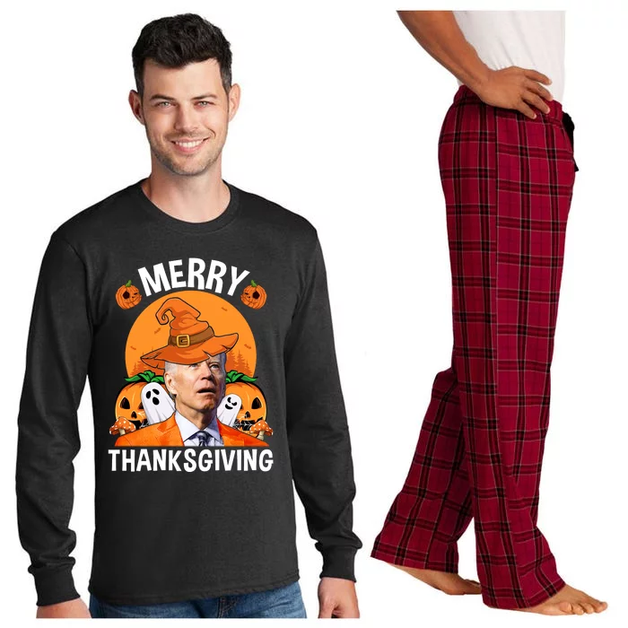 Funny Joe Biden Happy Halloween Shirt Merry Thanksgiving Long Sleeve Pajama Set