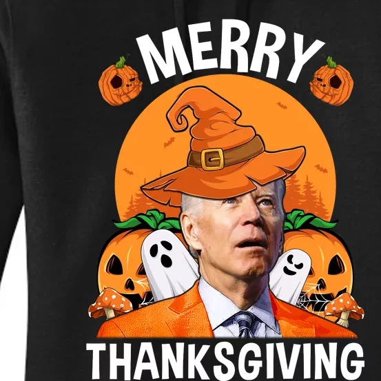 Funny Joe Biden Happy Halloween Shirt Merry Thanksgiving Women's Pullover Hoodie