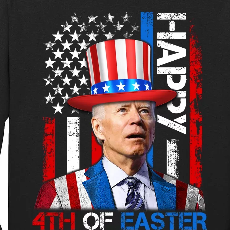 Funny Joe Biden 4th Of July Happy 4th Of Easter Firework Tall Long Sleeve T-Shirt