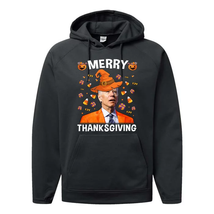 Funny Joe Biden Happy Halloween Shirt Merry Thanksgiving Performance Fleece Hoodie