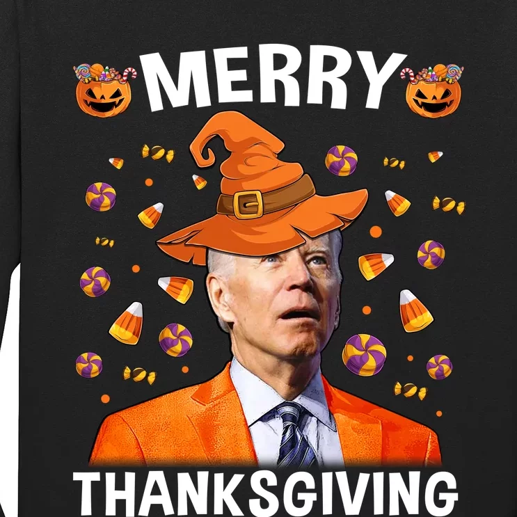 Funny Joe Biden Happy Halloween Shirt Merry Thanksgiving Long Sleeve Shirt