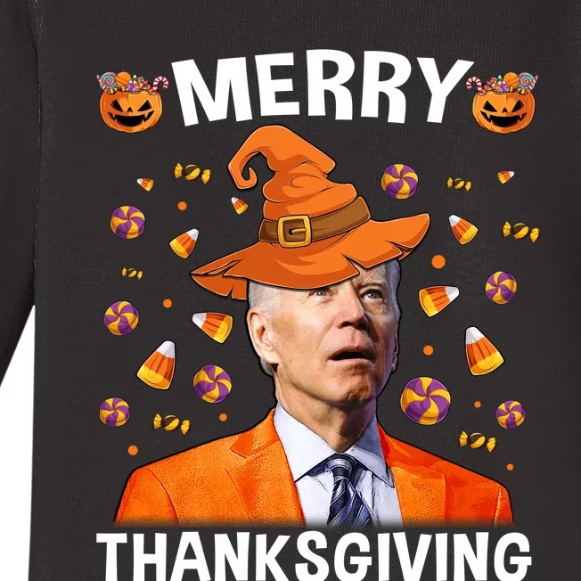 Funny Joe Biden Happy Halloween Shirt Merry Thanksgiving Baby Long Sleeve Bodysuit