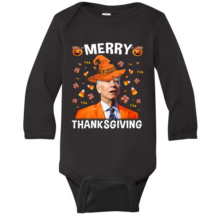 Funny Joe Biden Happy Halloween Shirt Merry Thanksgiving Baby Long Sleeve Bodysuit