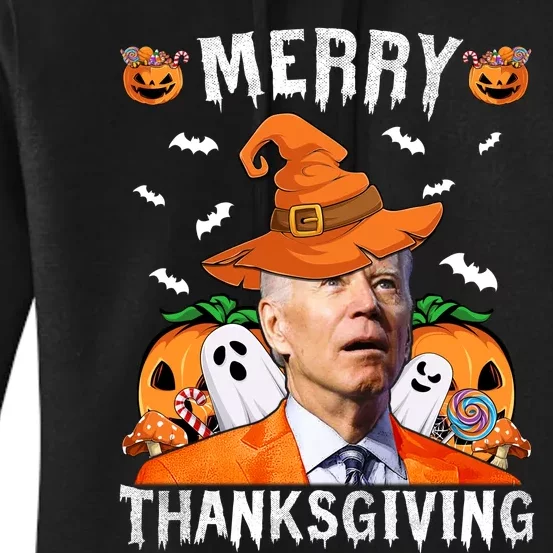 Funny Joe Biden Happy Halloween Shirt Merry Thanksgiving Women's Pullover Hoodie