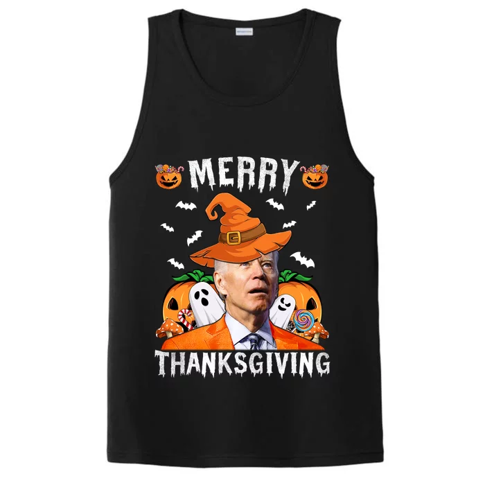 Funny Joe Biden Happy Halloween Shirt Merry Thanksgiving Performance Tank