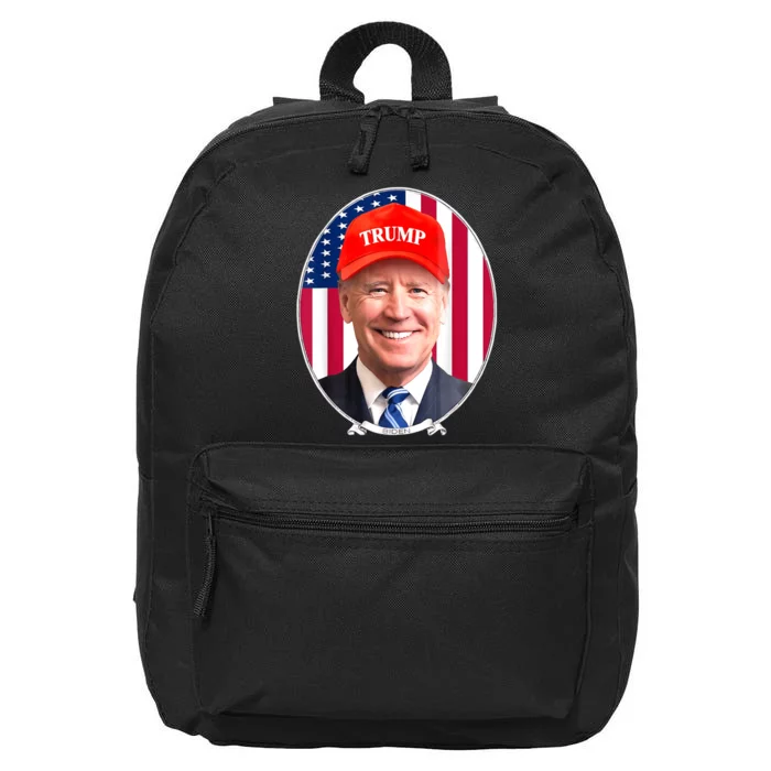 Funny Joe Biden Wearing Hat Trump 16 in Basic Backpack