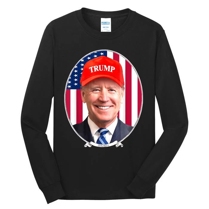 Funny Joe Biden Wearing Hat Trump Tall Long Sleeve T-Shirt