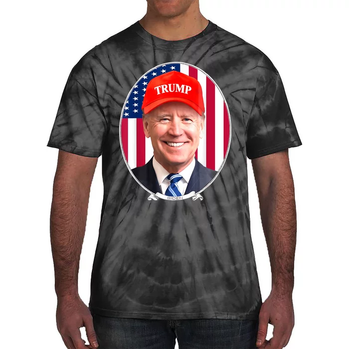 Funny Joe Biden Wearing Hat Trump Tie-Dye T-Shirt