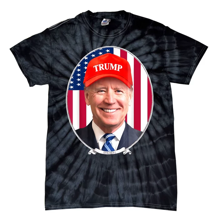 Funny Joe Biden Wearing Hat Trump Tie-Dye T-Shirt