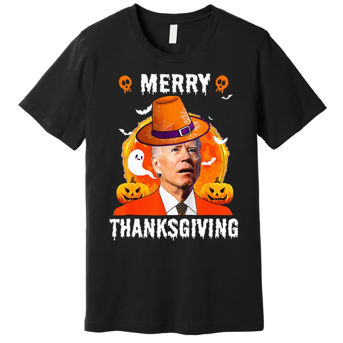 Funny Joe Biden Confused Merry Thanksgiving For Halloween Premium T-Shirt