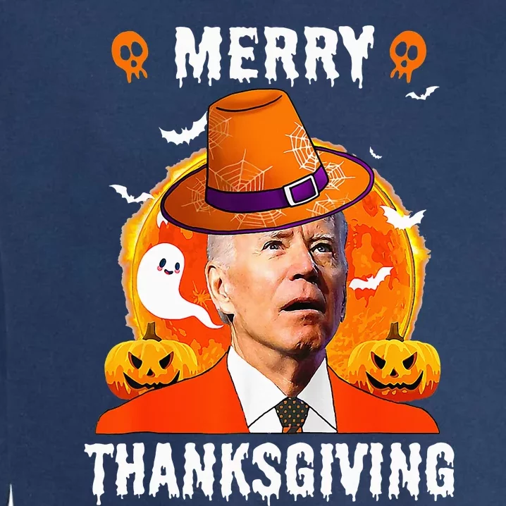 Funny Joe Biden Confused Merry Thanksgiving For Halloween Garment-Dyed Sweatshirt