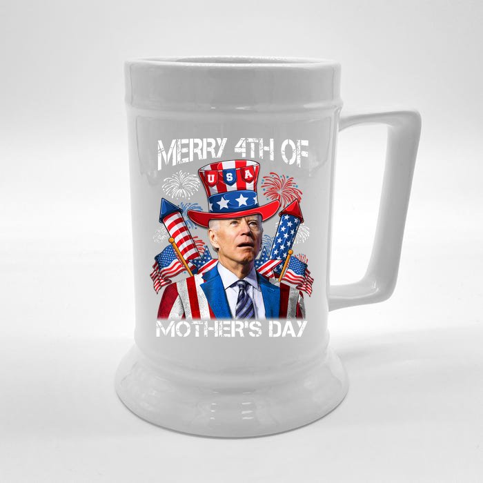 Funny Joe Biden 4th Of July Merry 4th Of Mothers Day USA Front & Back Beer Stein