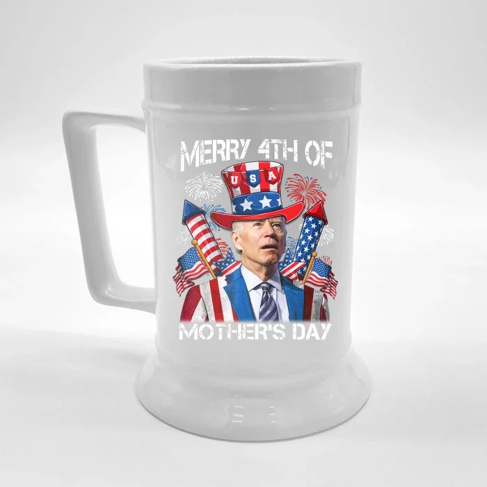 Funny Joe Biden 4th Of July Merry 4th Of Mothers Day USA Front & Back Beer Stein