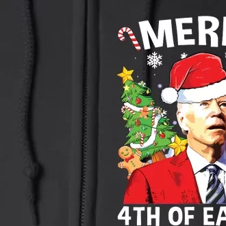 Funny Joe Biden Christmas Santa Hat Merry 4th Of Easter Xmas Full Zip Hoodie