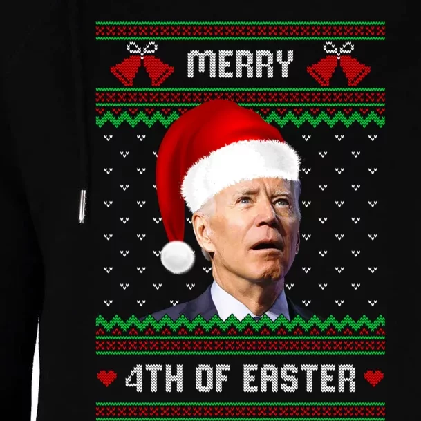 Funny Joe Biden Merry 4th Of Easter Ugly Christmas Sweater Womens Funnel Neck Pullover Hood