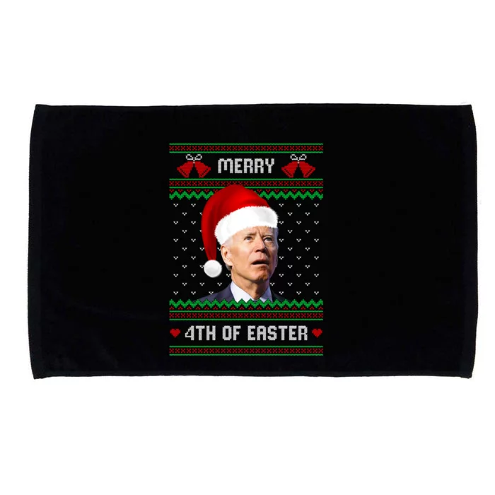 Funny Joe Biden Merry 4th Of Easter Ugly Christmas Sweater Microfiber Hand Towel