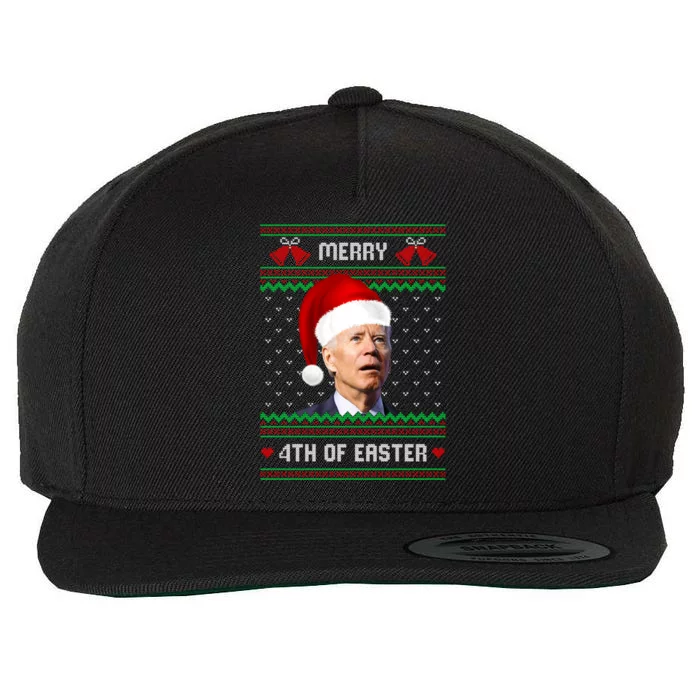 Funny Joe Biden Merry 4th Of Easter Ugly Christmas Sweater Wool Snapback Cap