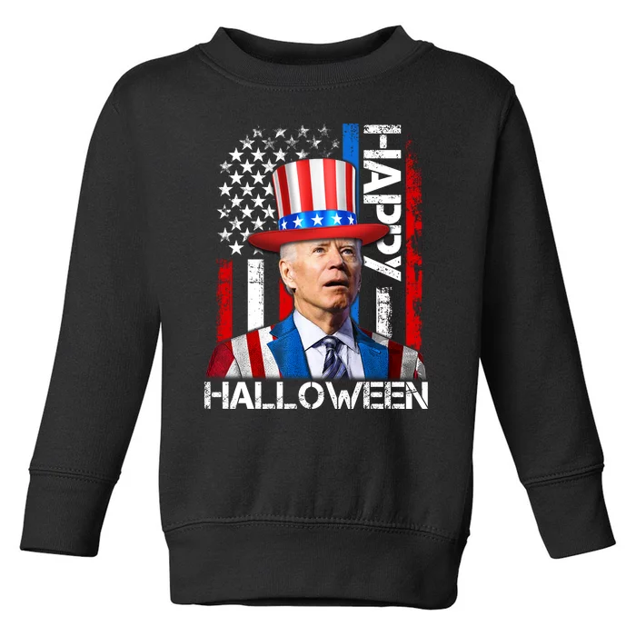 Funny Joe Biden 4th Of July Happy Halloween American Flag Toddler Sweatshirt