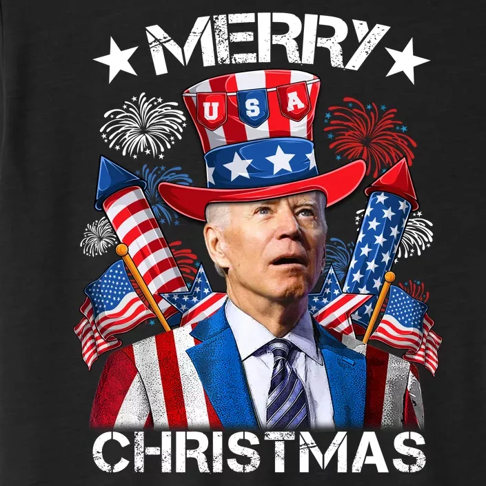 Funny Joe Biden 4th Of July Merry Christmas Firework USA ChromaSoft Performance T-Shirt