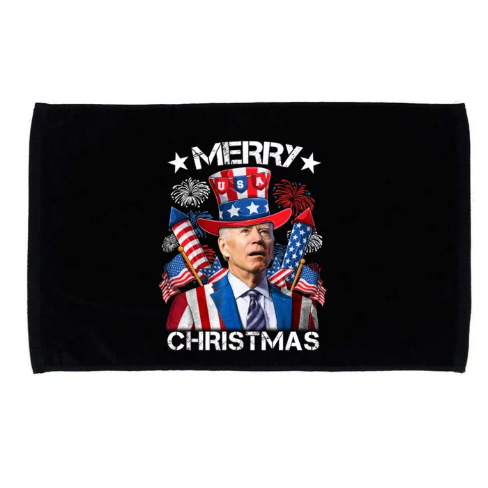 Funny Joe Biden 4th Of July Merry Christmas Firework USA Microfiber Hand Towel