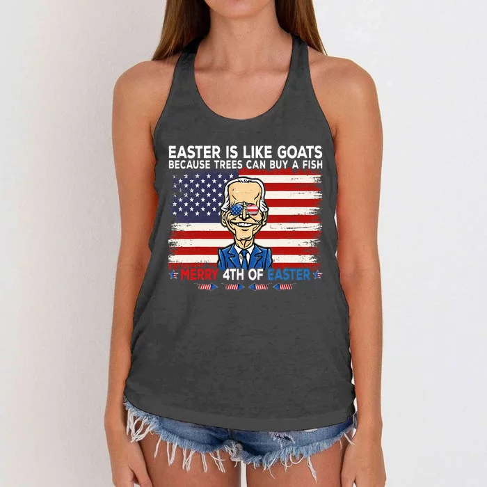 Funny Joe Biden Merry Of Easter Design Women's Knotted Racerback Tank