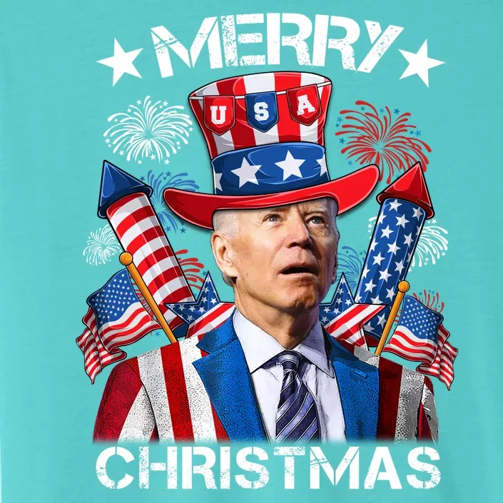 Funny Joe Biden 4th Of July Merry Christmas Firework USA ChromaSoft Performance T-Shirt