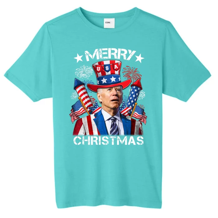 Funny Joe Biden 4th Of July Merry Christmas Firework USA ChromaSoft Performance T-Shirt