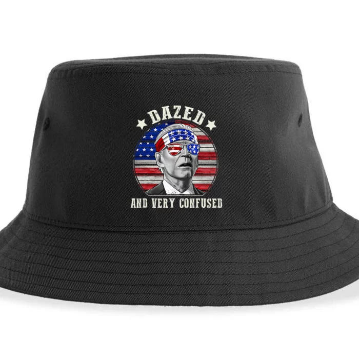 Funny Joe Biden Dazed And Very Confused 4th Of July 2024 Sustainable Bucket Hat