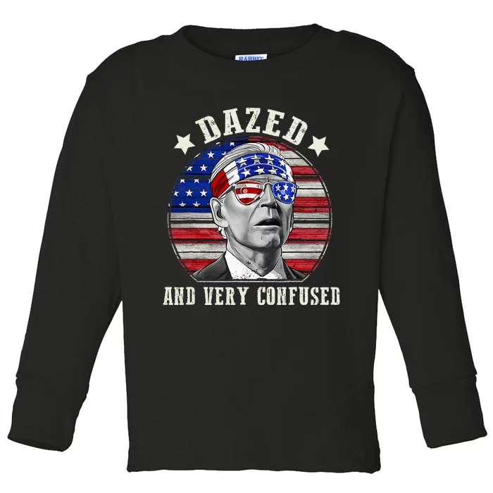 Funny Joe Biden Dazed And Very Confused 4th Of July 2024 Toddler Long Sleeve Shirt