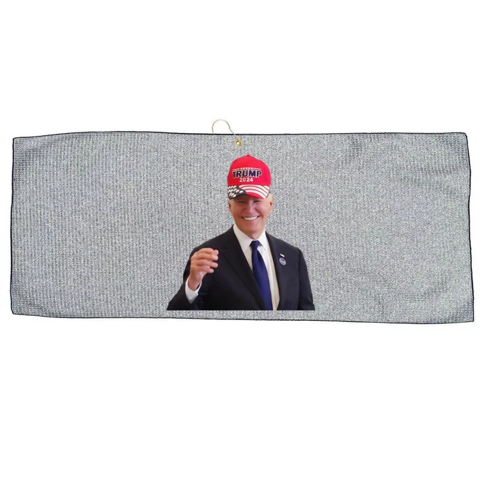 Funny Joe Biden Dons Trump 2024 Cap Wear A Trump Hat Gift Large Microfiber Waffle Golf Towel