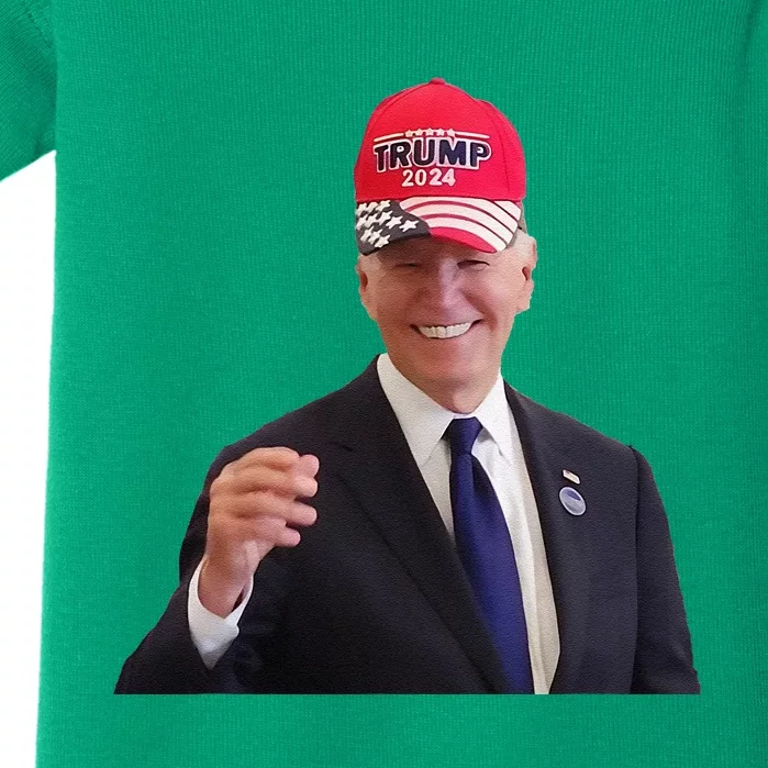 Funny Joe Biden Dons Trump 2024 Cap Wear A Trump Hat Gift Baby Bodysuit