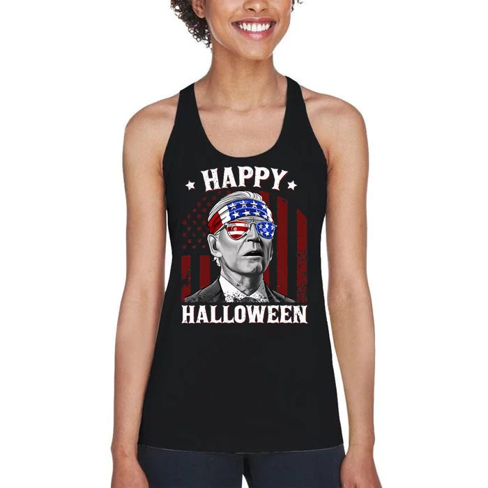 Funny Joe Biden Happy Halloween Confused 4th Of July 2024 Women's Racerback Tank