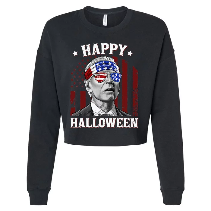 Funny Joe Biden Happy Halloween Confused 4th Of July 2024 Cropped Pullover Crew