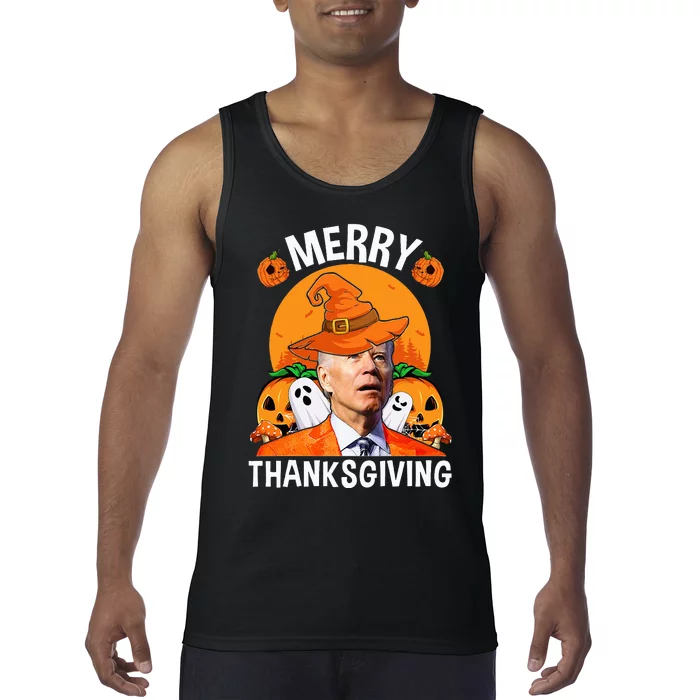 Funny Joe Biden Happy Halloween Merry Thanksgiving Tank Top