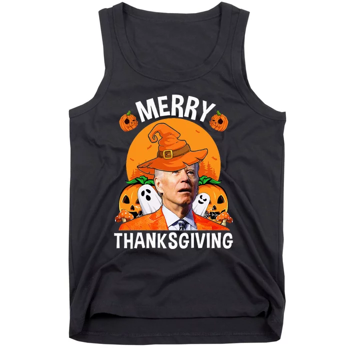 Funny Joe Biden Happy Halloween Merry Thanksgiving Tank Top