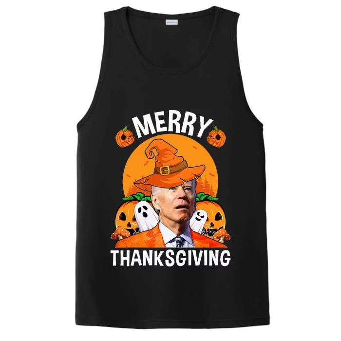 Funny Joe Biden Happy Halloween Merry Thanksgiving Performance Tank