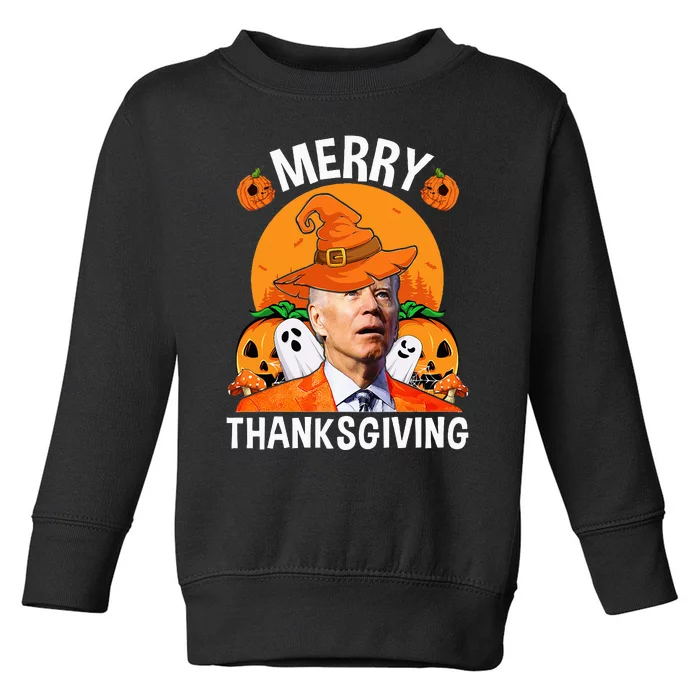 Funny Joe Biden Happy Halloween Merry Thanksgiving Toddler Sweatshirt