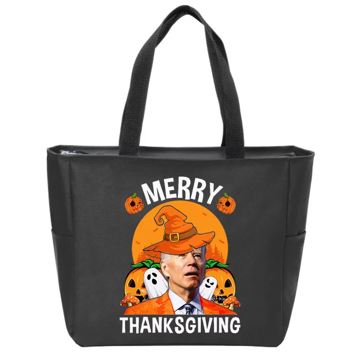 Funny Joe Biden Happy Halloween Merry Thanksgiving Zip Tote Bag