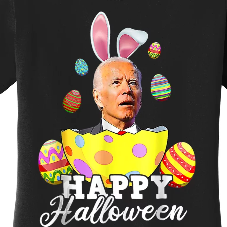 Funny Joe Biden Happy Halloween Confused Easter Biden Bunny Women's T-Shirt