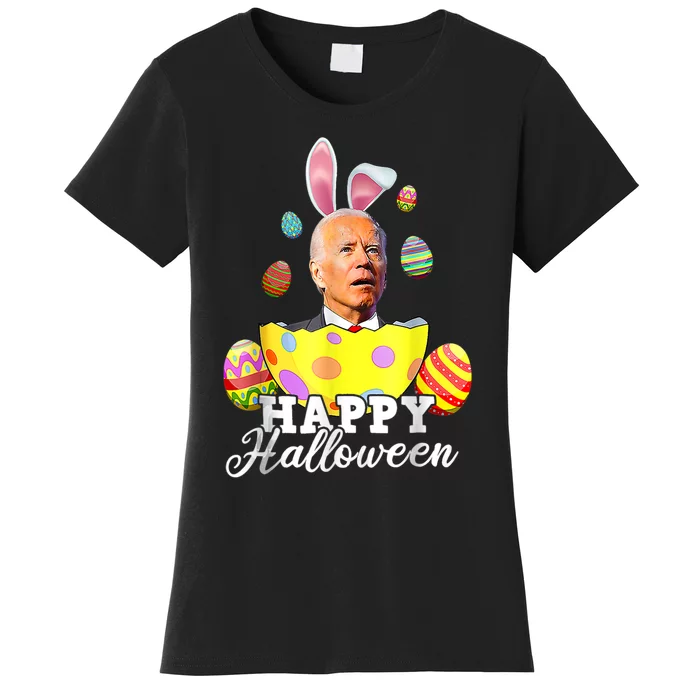 Funny Joe Biden Happy Halloween Confused Easter Biden Bunny Women's T-Shirt