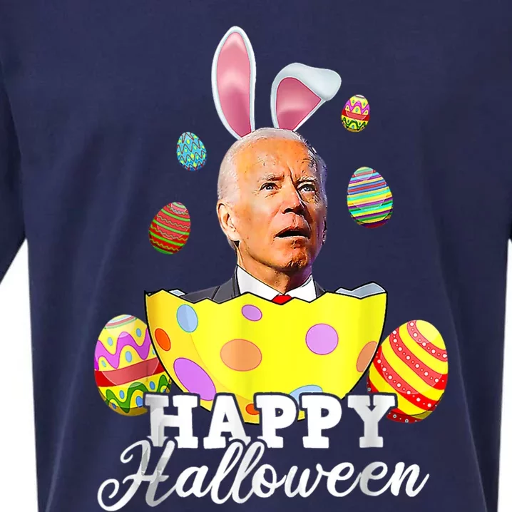 Funny Joe Biden Happy Halloween Confused Easter Biden Bunny Sueded Cloud Jersey T-Shirt