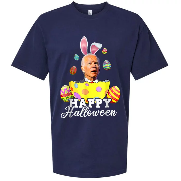 Funny Joe Biden Happy Halloween Confused Easter Biden Bunny Sueded Cloud Jersey T-Shirt