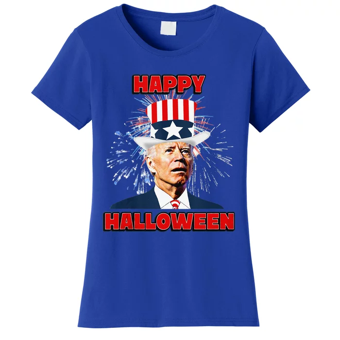 Funny Joe Biden Happy Halloween For Fourth Of July Women's T-Shirt