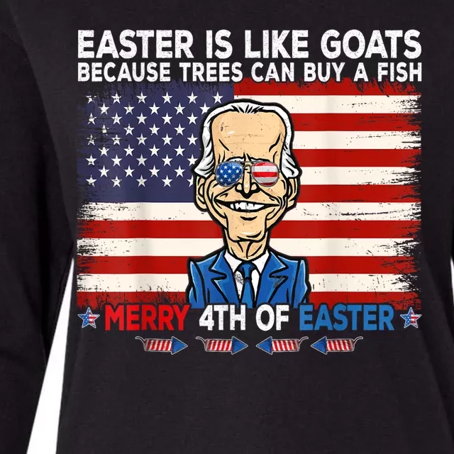 Funny Joe Biden Merry 4th Of Easter Design Fourth Of July Womens Cotton Relaxed Long Sleeve T-Shirt