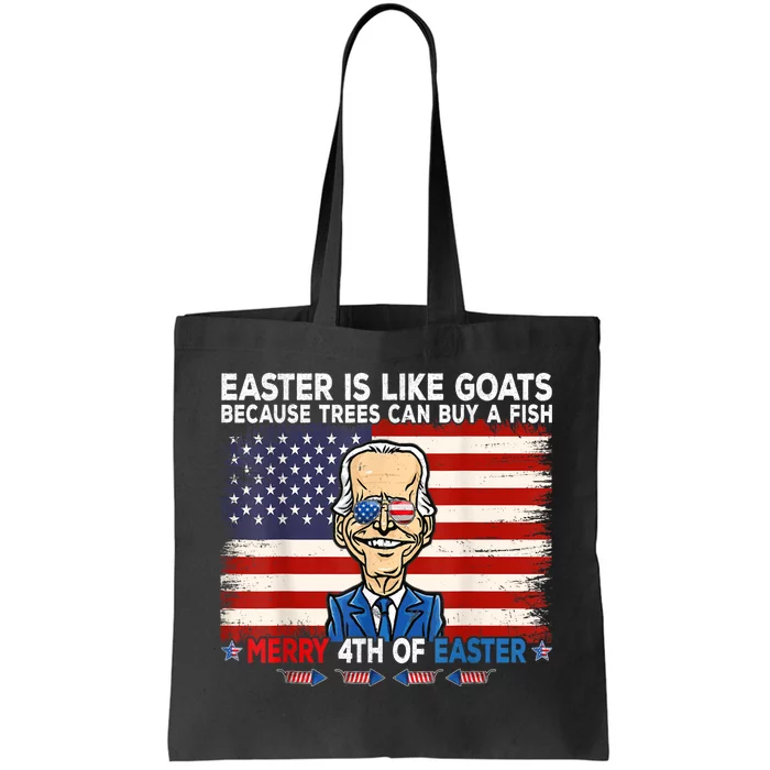 Funny Joe Biden Merry 4th Of Easter Design Fourth Of July Tote Bag