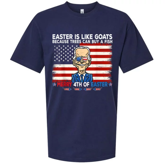 Funny Joe Biden Merry 4th Of Easter Design Fourth Of July Sueded Cloud Jersey T-Shirt