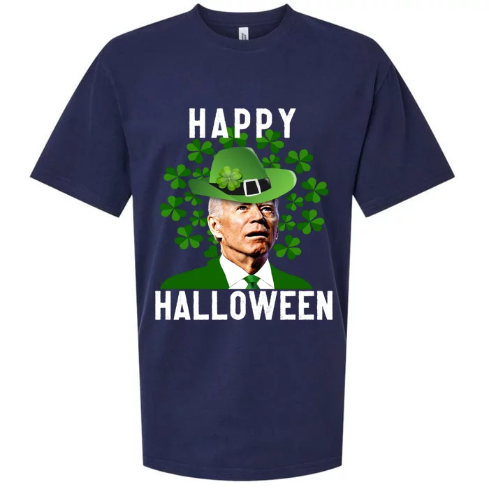 Funny Joe Biden St Patricks Day Confused Halloween Biden Sueded Cloud Jersey T-Shirt