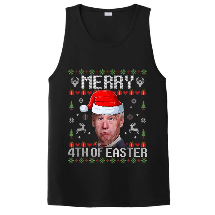 Funny Joe Biden Merry 4th Of Easter Funny Ugly Christmas Performance Tank