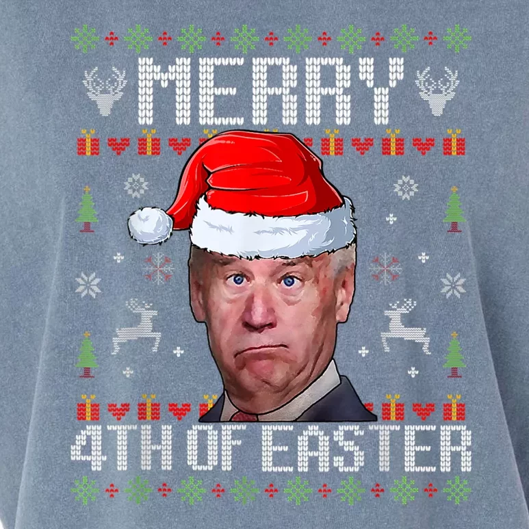 Funny Joe Biden Merry 4th Of Easter Funny Ugly Christmas Garment-Dyed Women's Muscle Tee