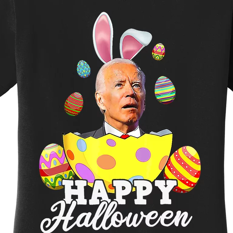 Funny Joe Biden Happy Halloween Confused Easter Biden Bunny Women's T-Shirt